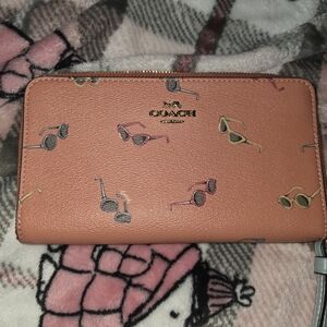 Coach Pink Wallet with Sunglasses Print